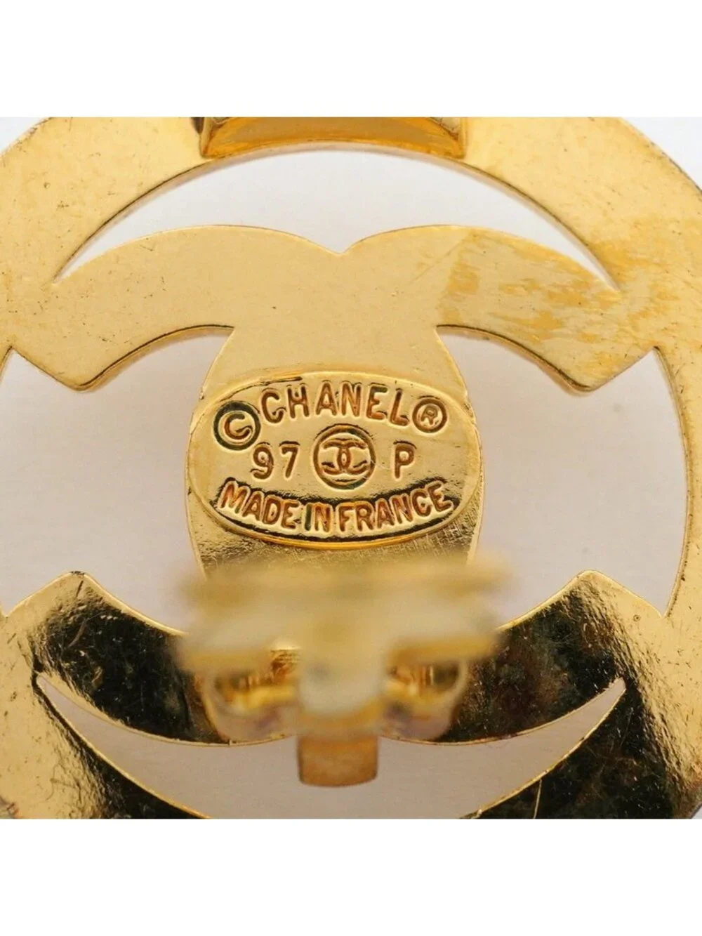 Chanel Earrings Vintage CC Logo Turnlock Round